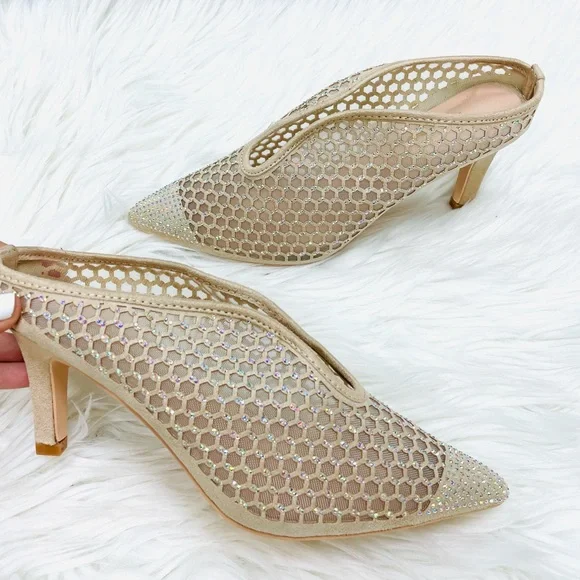Nude rhinestoned mesh heel - Picture 1 of 6